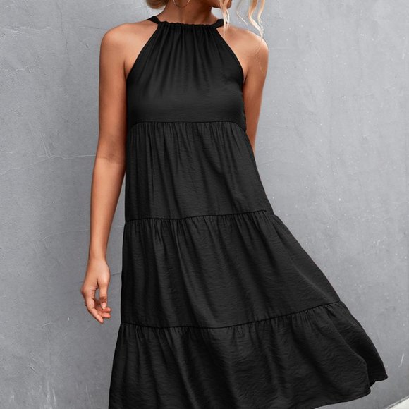 Grecian Tiered Sleeveless Dress - Picture 1 of 7